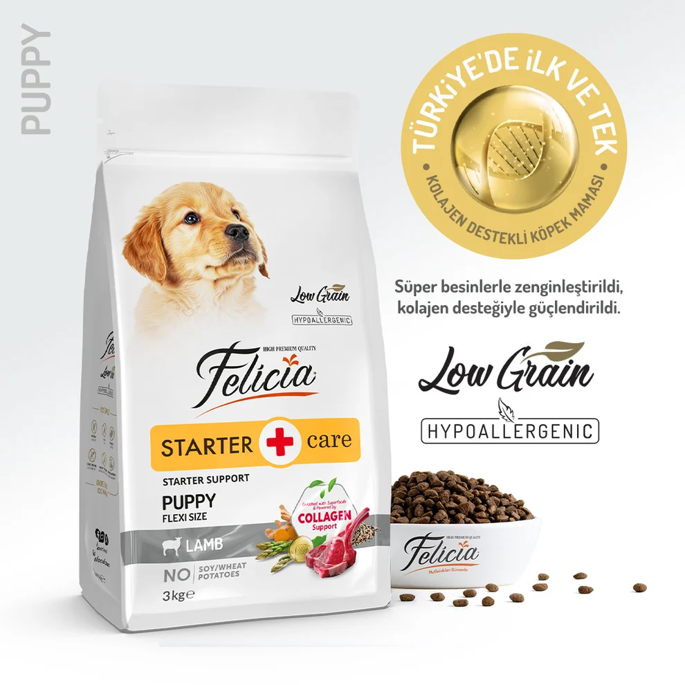 Felicia Kolajen Destekli Hipoalerjenik Kuzulu Yavru Köpek Kuru Maması 3kg