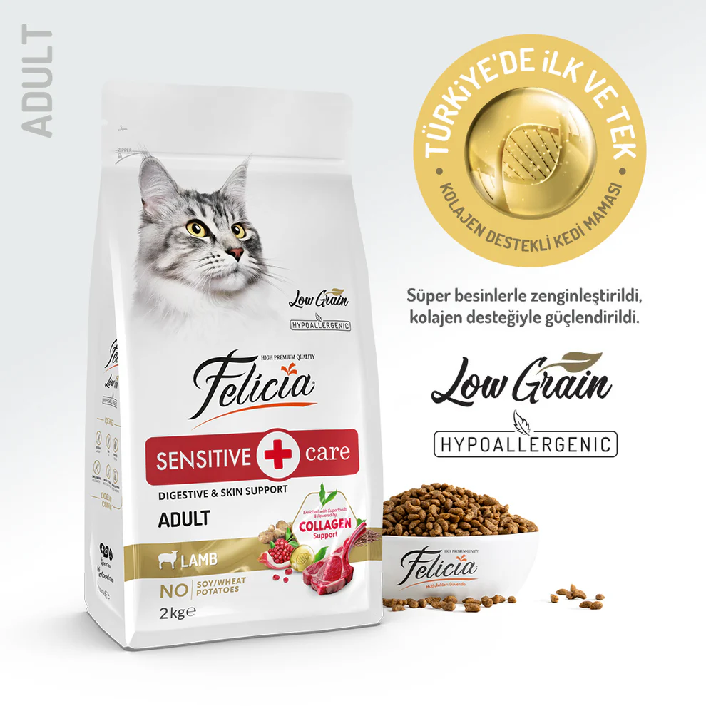 Felicia Kolajen Destekli Hipoalerjenik Kuzulu Yetişkin Kedi Maması 2kg