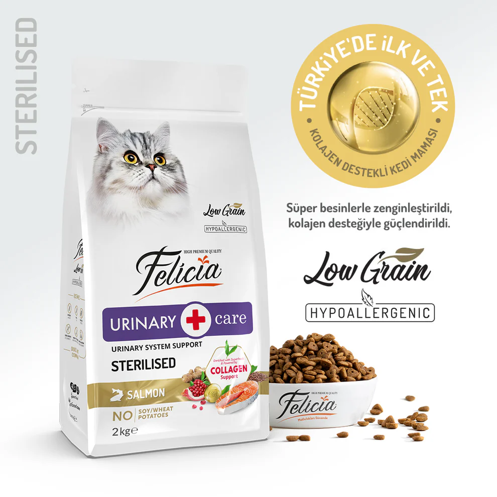 Felicia Kolajen Destekli Hipoalerjenik Somonlu Kısırlaştırılmış Yetişkin Kedi Kuru Maması 2kg