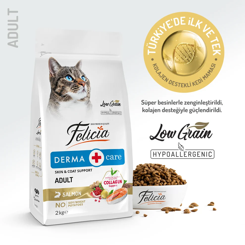 Felicia Kolajen Destekli Hipoalerjenik Somonlu Yetişkin Kedi Kuru Maması 2kg