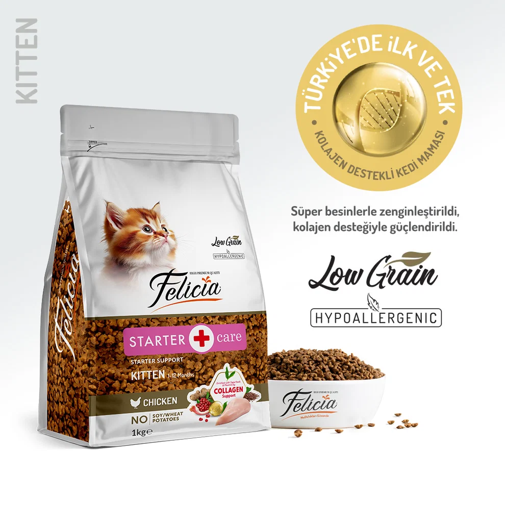 Felicia Kolajen Destekli Hipoalerjenik Tavuklu Yavru Kedi Kuru Maması 1kg