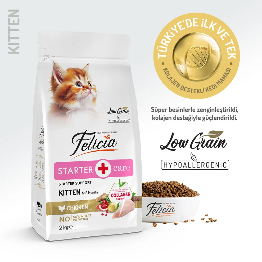 Felicia Kolajen Destekli Hipoalerjenik Tavuklu Yavru Kedi Kuru Maması 2kg