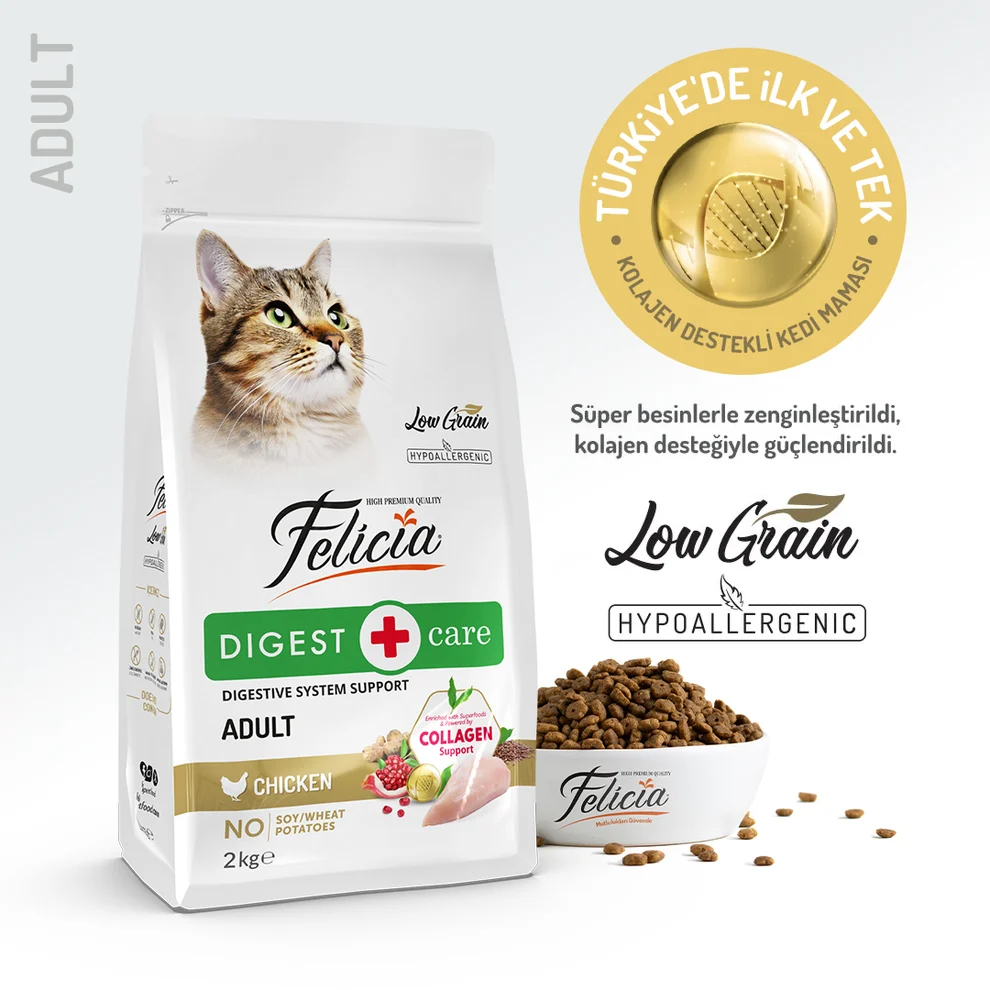Felicia Kolajen Destekli Hipoalerjenik Tavuklu Yetişkin Kedi Kuru Maması 2kg