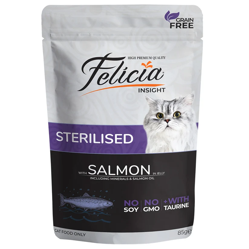 Felicia Tahılsız Pouch Sterilised Kısır Somonlu Yaş Kedi Maması 12x85gr 12Adet