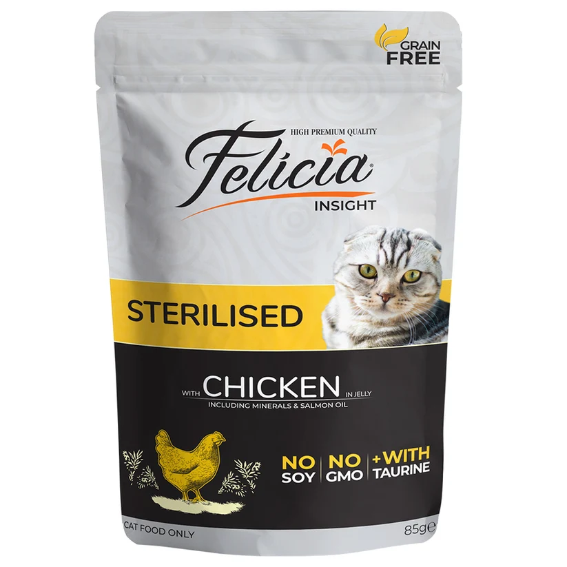 Felicia Tahılsız Pouch Sterilised Kısır Tavuklu Yaş Kedi Maması 12x85gr 12Adet