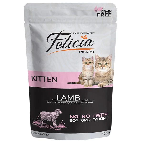 Felicia Tahılsız Pouch Yavru Kuzulu Etli Yaş Kedi Maması 12x 85gr 12 Adet