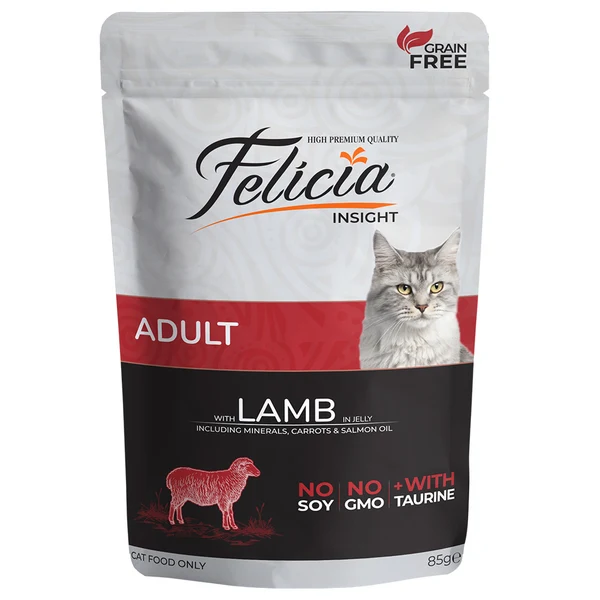 Felicia Tahılsız Pouch Yetişkin Kuzulu Etli Yaş Kedi Maması 12x85gr 12 Adet