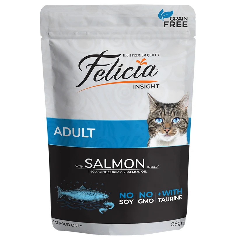 Felicia Tahılsız Pouch Yetişkin Somonlu Yaş Kedi Maması 12x85gr 12 Adet