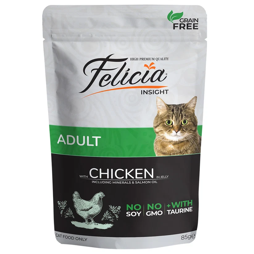 Felicia Tahılsız Pouch Yetişkin Tavuklu Yaş Kedi Maması 12x85gr 12 Adet
