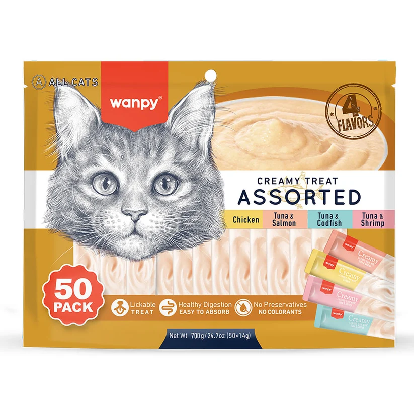 Wanpy Karışık 4 Lezzetli Mix Krema Kedi Ödülü 50x14 gr