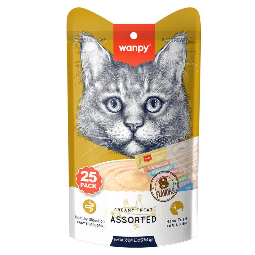 Wanpy Karışık 8 Lezzetli Krema Kedi Ödülü MİX 25*14 gr
