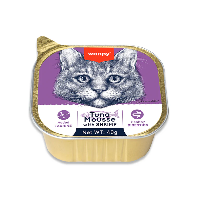 Wanpy Kedi Ton Balıklı & Karidesli Alutray Yaş Mama 40 gr