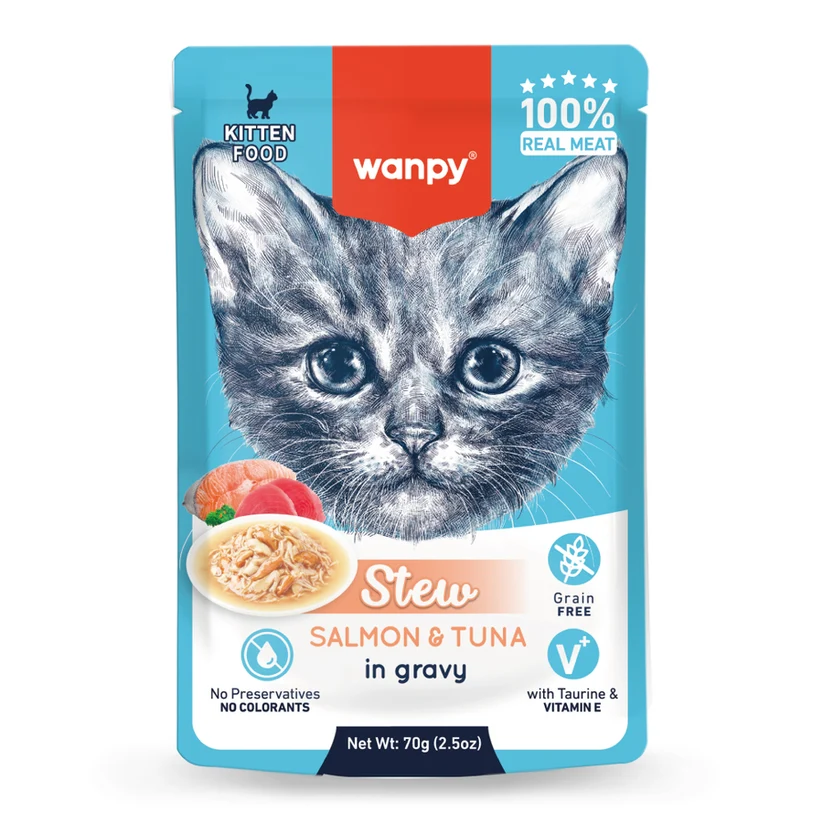 Wanpy Pouch Somonlu&Ton Balıklı Yaş Kedi Maması 70 gr