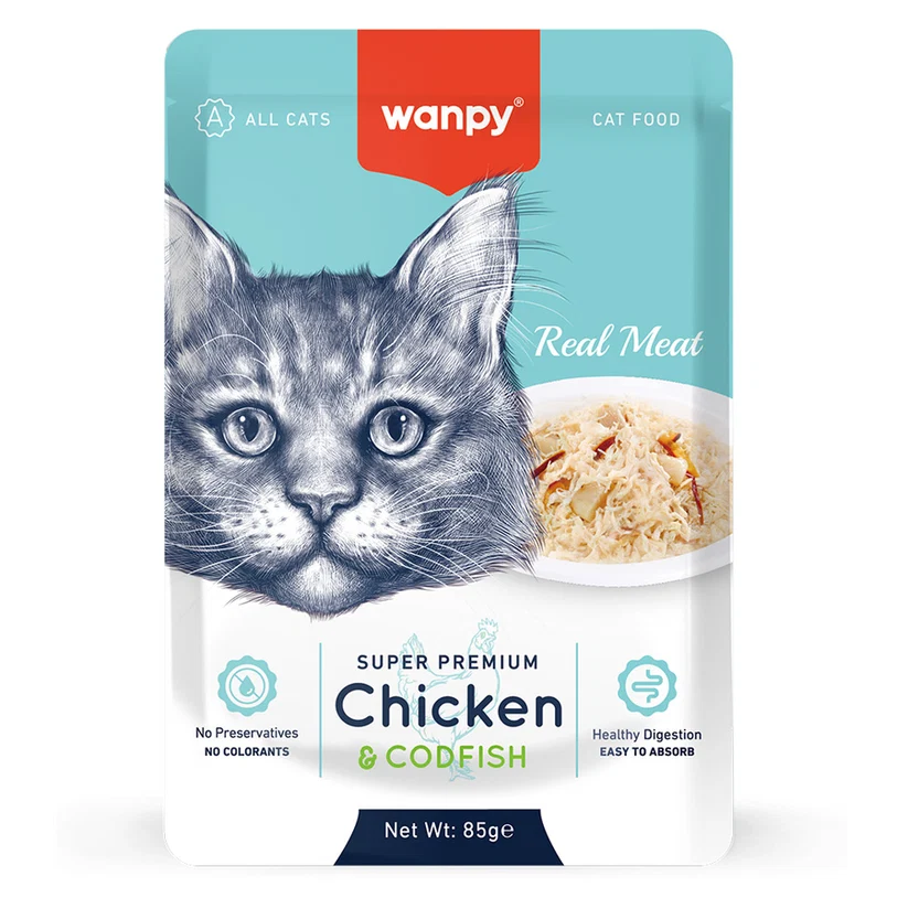 Wanpy Pouch Tavuklu & Deniz Taraklı Yaş Kedi Maması 85 gr