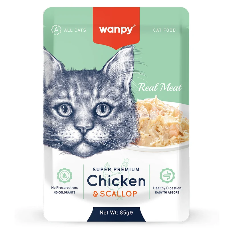 Wanpy Pouch Tavuklu & Morina Balıklı Yaş Kedi Maması 85 gr