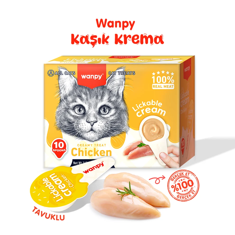 Wanpy Tavuklu Kaşıklı Kedi Ödül Kreması 10x16gr