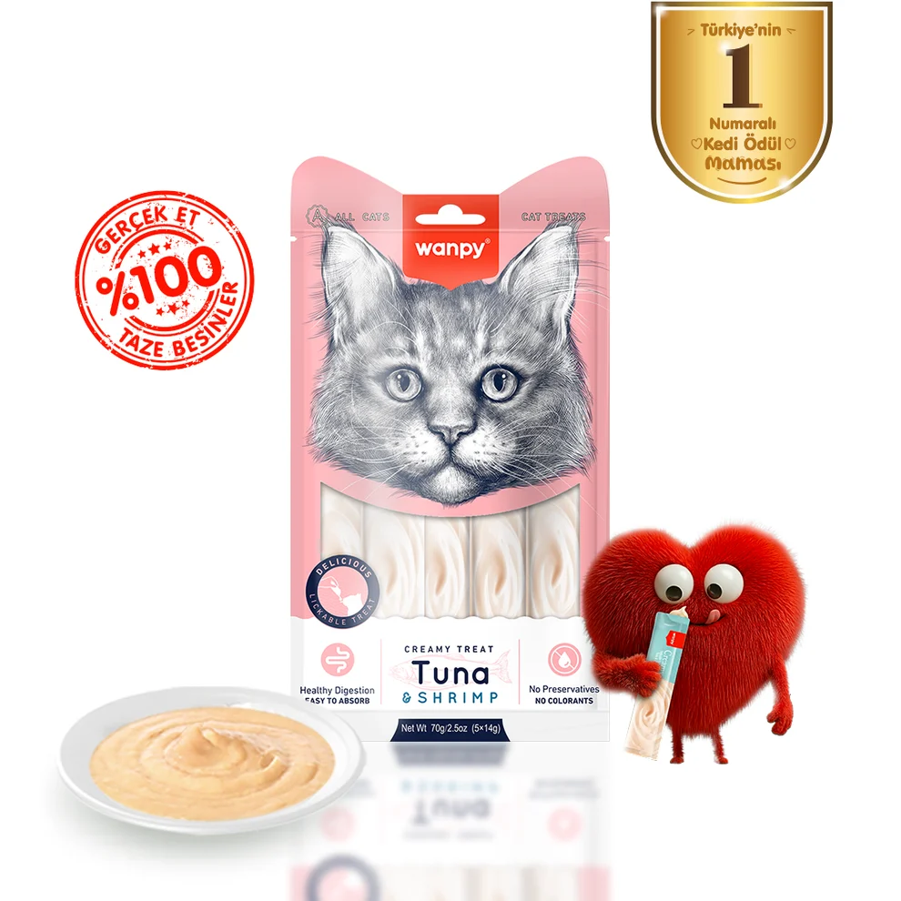 Wanpy Ton Balıklı&Karidesli Krema Kedi Ödülü 5x14 gr