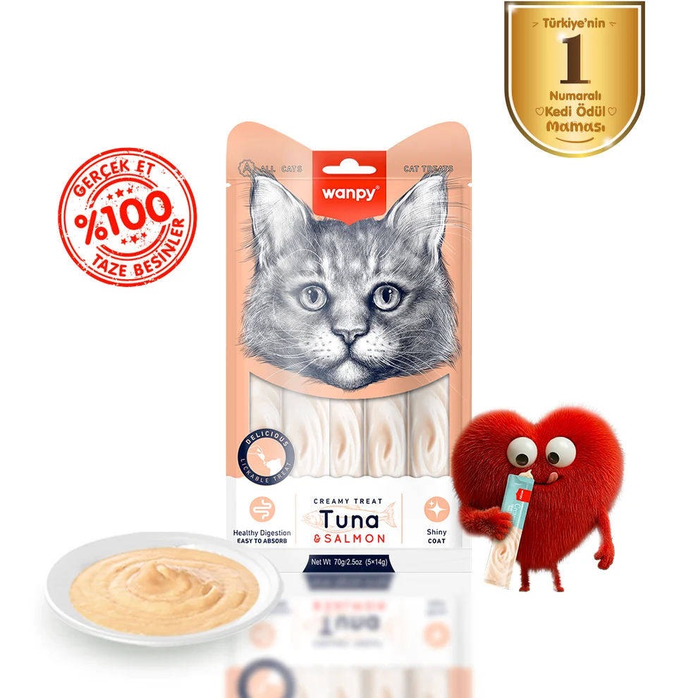 Wanpy Ton Balıklı&Somonlu Krema Kedi Ödülü 5x14 gr